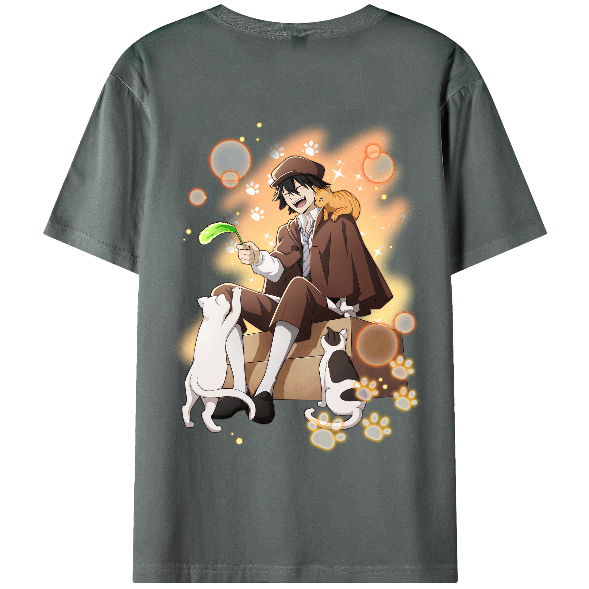 （画像用） 文豪ストレイドッグス Bungo Stray Dogs 綿100％ メンズ半袖Tシャツ（バックプリント） 通気性